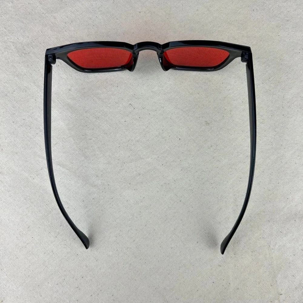 Vintage unique retro style black rounded square sunglasses cyber grunge techno